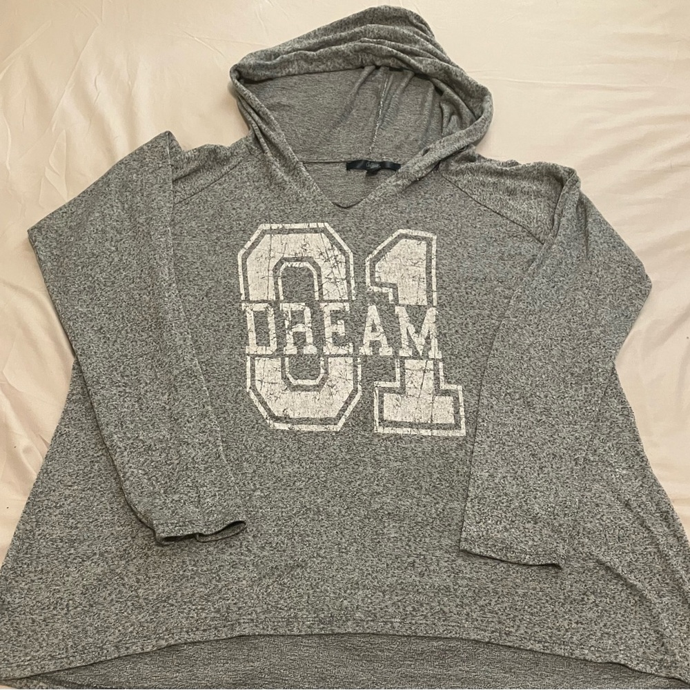 City Streets Gray Cowl Neck Sweater with Dream Print